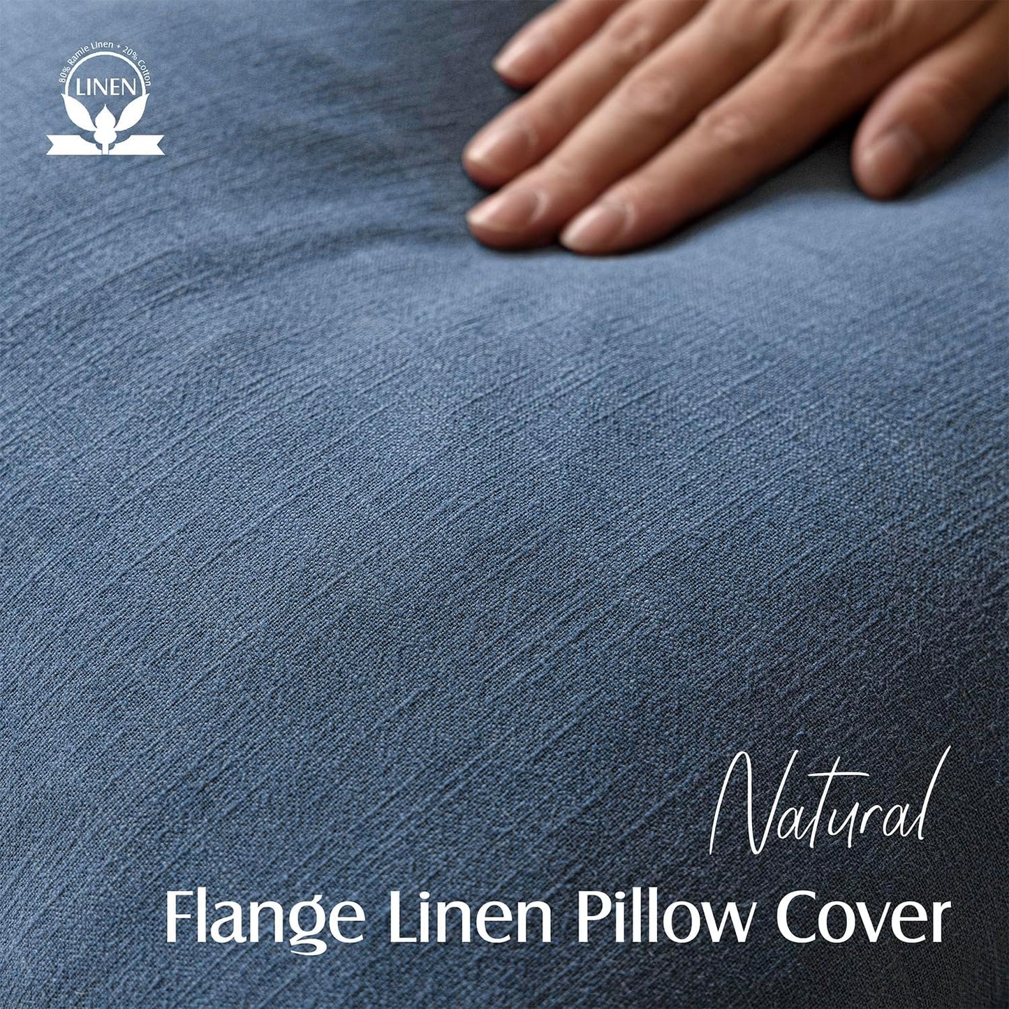 Foindtower Pack of 2, Decorative Linen Soild Throw Pillow Covers Soft Accent Euro Cushion Case Farmhouse Neutral Pillowcase for Chair Couch Sofa Bedroom Living Room Home Decor 18 x 18 Inch Dark Blue