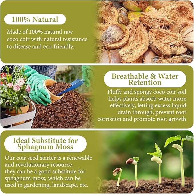 Legigo Pack of 1 Organic Coco Coir Bricks- 100% Natural Compressed Coco Peat Brick Coconut Fiber Substrate with Low EC& pH Balance, Coir Plant Soil Enhance Root Growth for Herbs, Flowers, House Plants