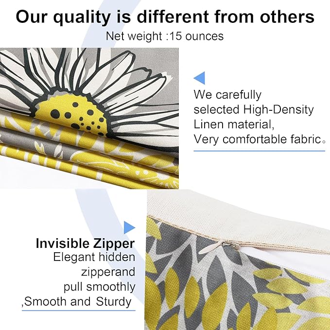 Yellow Linen Decorative Throw Pillow Covers 18x18 Pillow Cover Set of 4,Farmhouse Outdoor Pillow Covers, Throw Pillows Couch Pillow Covers for Sofa,Square Pillowcase Covers Home Decor