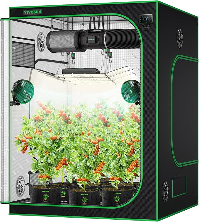 VIVOSUN S558 5x5 Grow Tent, 60"x60"x80" High Reflective Mylar with Observation Window and Floor Tray for Hydroponics Indoor Plant for VSF6450