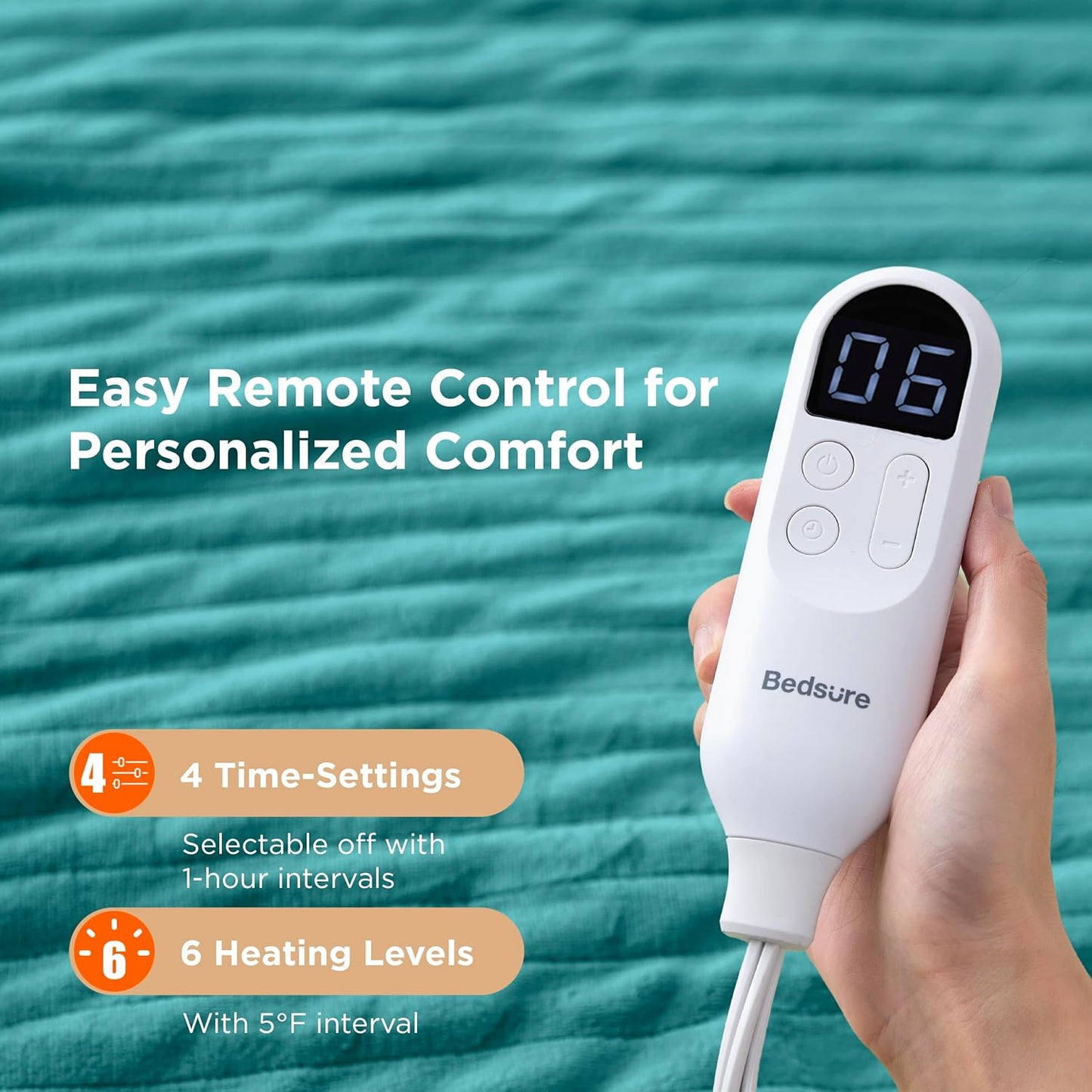 Bedsure Heated Blanket Throw Blanket - Fast Heating Electric Blanket, Soft Flannel Heated Throw with 4 Time Settings, 6 Heating Settings, Warm Gifts for Women Men (50x60 inches, River Blue)