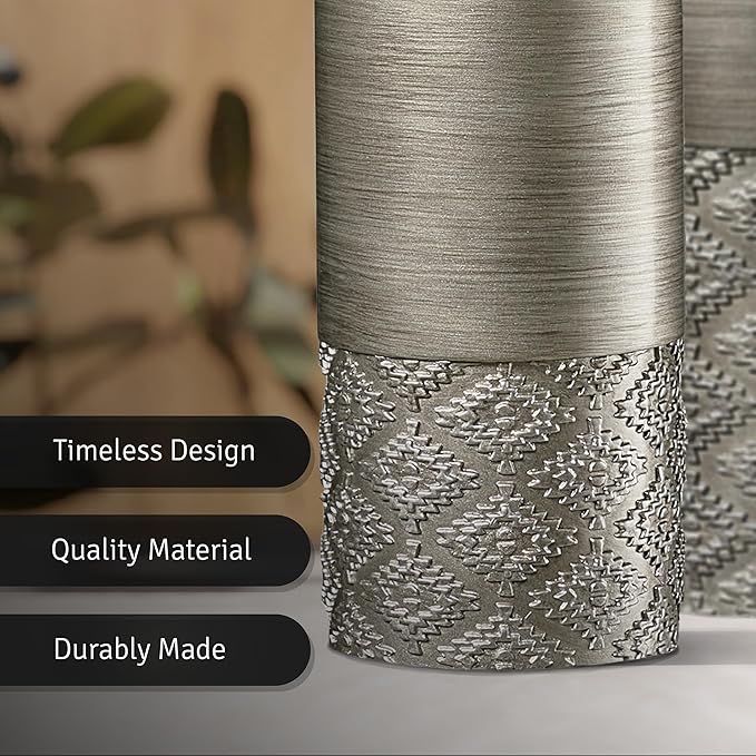 Creative Scents Dublin Silver Vases - Set of 3 Vases for Flowers, Decorative Vases, Farmhouse Decor, Premium Décor, Centerpiece Table Decorations for Your Kitchen, Bedroom, Office, Living Room