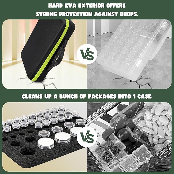 ProCase 41 Slots Seed Storage Organizer Sorter Box, Sturdy Seed Bank Saving Kit Container for Garden Vegetable Plant Flower, Seed Keeper Set with Label Stickers Funnel 3 Size of Bottles 1 oz 3 oz 5 oz