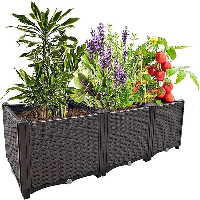 Raised Garden Bed Large Planters for Outdoor Plants Elevated Rectangular Garden Box Kits for Gardening, Vegetables, Flowers and Herbs in Backyard Patio Balcony