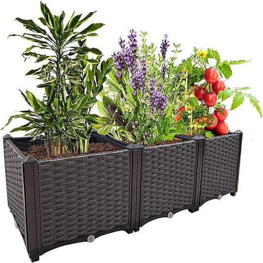 Raised Garden Bed Large Planters for Outdoor Plants Elevated Rectangular Garden Box Kits for Gardening, Vegetables, Flowers and Herbs in Backyard Patio Balcony