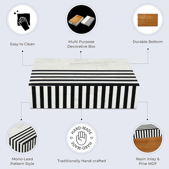 Handicrafts Home Handmade Mono Collection Decorative Jewelry Box Organizer – Keepsakes, Trinkets, and Home Decor – Antique Coffee Table Storage, Wedding Memory Box, Farmhouse Style Decor Lead, 8x5x2