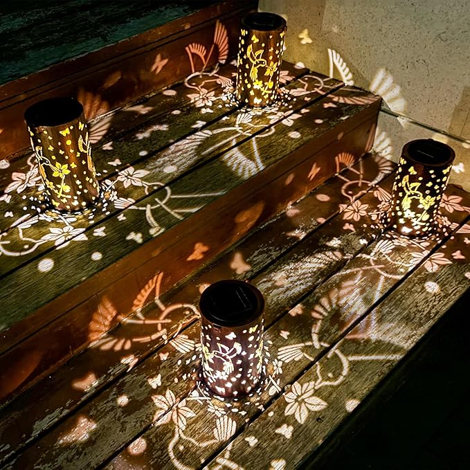 Christmas Gifts for Women, 4 Pack Solar Lanterns Outdoor Waterproof Hummingbirds Birthday Gifts for Women Mom Grandma Garden Decor Hanging LED Decorative Light for Patio Yard Lawn Gardening Gifts