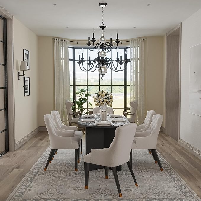 Casaphoria 67" Dining Table for 6, Wood Kitchen Table with Scratch-Resistant Top & V-Shaped Base, Modern Farmhouse Oval Dining Table for Living Room, Kitchen, Easy Assembly, Black