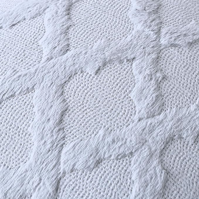 Set of 2 Soft Moroccan Throw Pillow Covers 20x20 Inch Plush Boho Decorative Pillow Cover Accent Cushion Case for Couch Sofa Bed, Grey