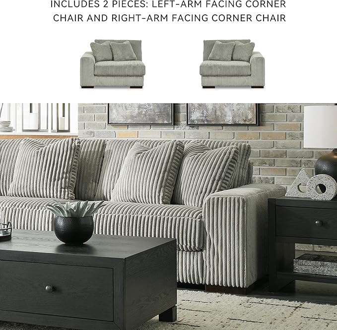 Signature Design by Ashley Lindyn Contemporary 2-Piece Sofa with Reversible Cushions, Gray