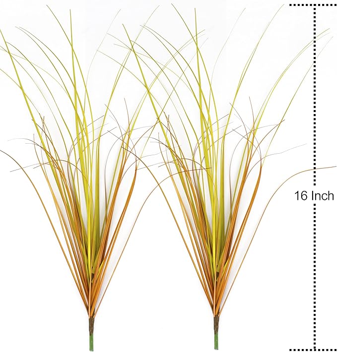 20PCS Artificial Plants Outdoor,Artificial Shrubs Fake Tall Grass,Artificial Faux Greenery Stems,Fake Leaves Artificial Grass Plant Onion Grass UV Resistant for Indoor Decor (20, Brown)