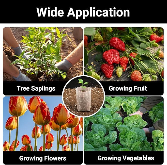 Plant Grow Bags, 400pcs Plant Nursery Bag 5.5 x6.3 Inches, Fabric Seedling Pots Non-Woven Pouch for Potato, Flower, Tomato Plant Starts & Clones, Fruit Protection Bags Home Gardening Supply