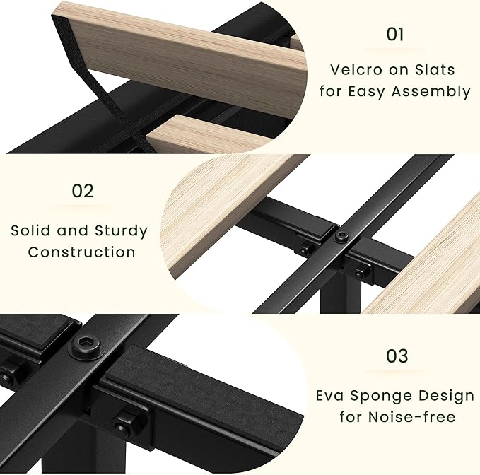 LARMACE Queen Size Platform Bed Frame with 4 Storage Drawers and Tufted Headboard Velvet Upholstered Bed Frame with Heavy Duty Wood Slats, No Box Spring Needed, Easy Assembly, Black