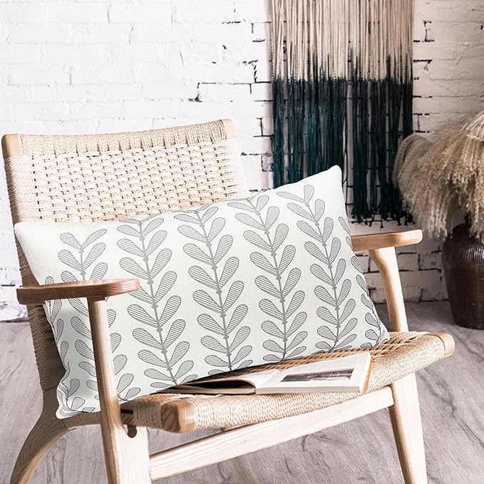 Decorative Throw Pillow Covers Set of 2 Light Gray Pillow Covers 12x20 Inch Throw Pillow Cover Linen Pillowcase Modern Boho Farmhouse Outdoor Pillow Covers for Couch Sofa Bed Living Room