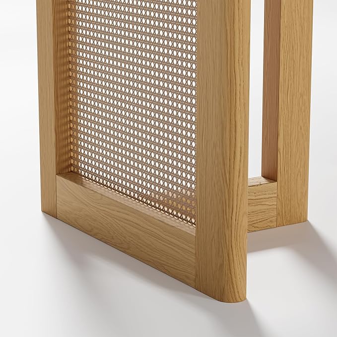 Casaphoria 67" Dining Table, Wicker Base Modern Kitchen Table for 4-6, Farmhouse Style with Rectangular Top & Wicker Base, Easy Assembly for Living Room, Kitchen, Natural Wood