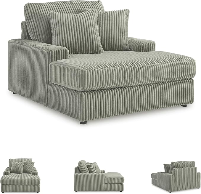 Signature Design by Ashley Lindyn Contemporary Chaise with USB Charging Ports, 2 Cup Holders and Throw Pillows, Gray
