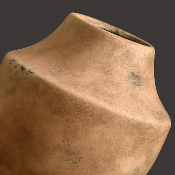 Mitt&Ditt Ceramic Flower Vase, 5.3 inch Pottery Farmhouse Rustic Vase, Handcrafted Weathered Vases, Small Flower Terracotta Vases for Home Decor, Living Room, Table, Shelf, Mantel