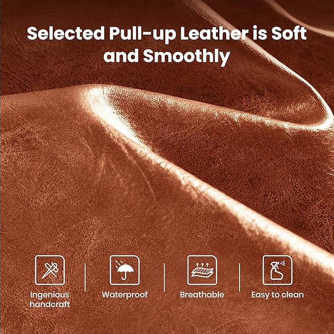 PHI VILLA Brown Bar Stools Set of 2, Faux Leather Counter Height Chairs, Kitchen Stools for Island, 24 Inch Barstools with Back