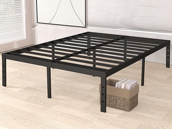 18 Inch Full Size Bed Frame Metal, Platform Bed Frame Full Size No Box Spring Needed, Easy Assembly, Heavy Duty, Noise Free