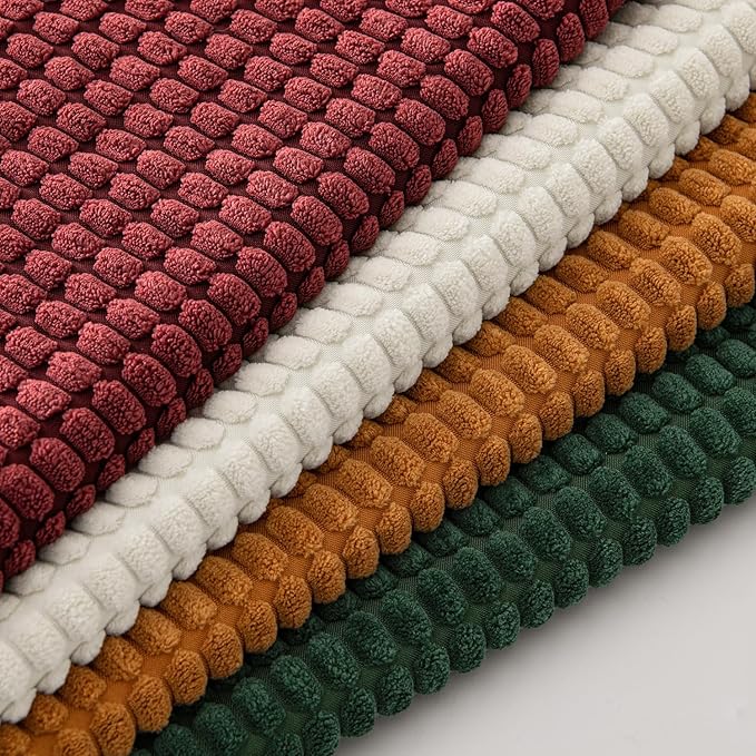 MIULEE Modern Farmhouse Decorative Pillow Covers 18x18 Inch Set of 4 Natural Rustic Throw Pillows Neutral Warm Soft Corduroy Couch Pillowcases Home Decor for Sofa Living Room Bed Christmas Red