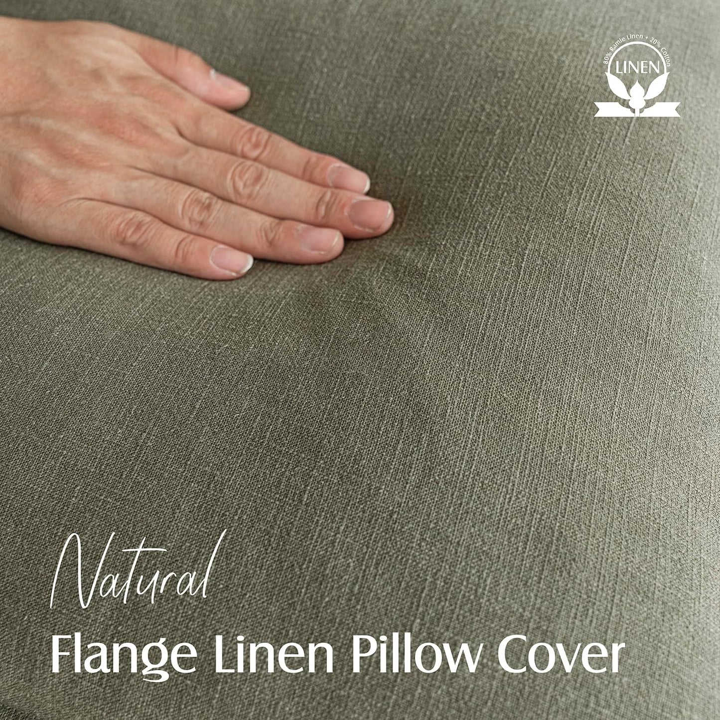 Foindtower Pack of 2, Decorative Linen Soild Throw Pillow Covers Soft Accent Cushion Case Farmhouse Neutral Pillowcase for Chair Couch Sofa Bedroom Living Room Home Decor 18x18 Inch Olive Branch Green