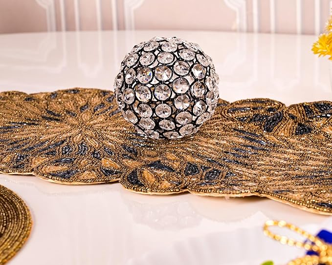 Alpha Living Home Decorative Balls Set of 3, Crystal Orbs for Decorate Bowls Vases Tables Wedding Party, Metal Balls Decorative Balls for Centerpiece Bowls Orbs Filler for Home Decor, 4.25" Round