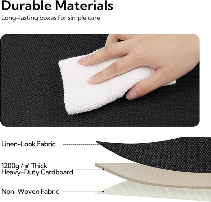 GRANNY SAYS Storage Bins, Storage Baskets for Shelves, Fabric Storage Bins for Clothes, Closet Organization Bin, Collapsible Storage Bin with Handles, Decorative Storage Box, Black, Large, 3-Pack