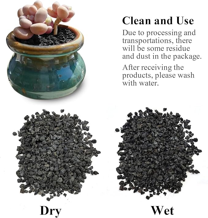 5 lbs Black Lava Rocks for Plants,1/4 Inch Crush Volcanic Rock Pumice Soil Additive for Succulent Aquarium Cactus Bonsai Fire Pits and Garden Landscaping