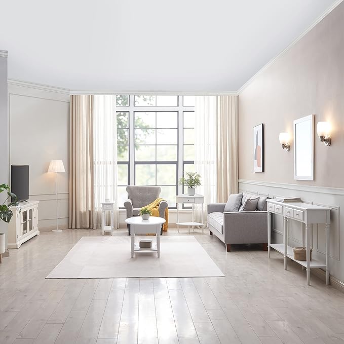 Leick Coastal Oval Coffee Table with Shelf, Orchid White