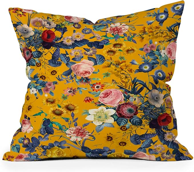 Society6 Summer Botanical Garden IX Throw Pillow Insert-Home Decor by Burcu Korkmazyurek, 16" x 16"