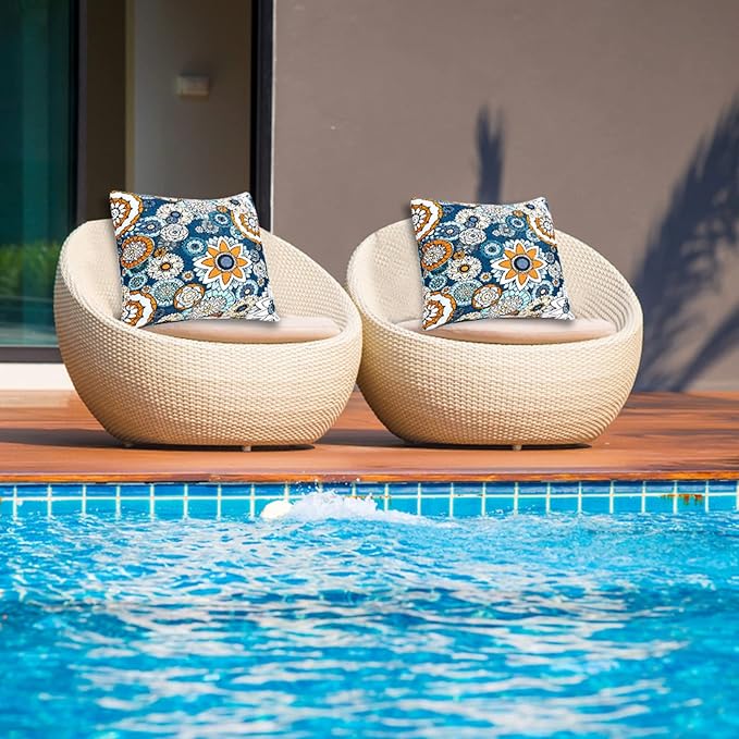 JMGBird Outdoor Throw Pillows Waterproof Set of 2 Patio Pillows 18×18 Inch Decorative Pillow for Bed, Couch, Sofa and Patio Furniture