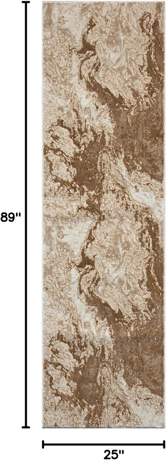 LUXE WEAVERS Marble Swirl Abstract Area Rug, Beige 2x7