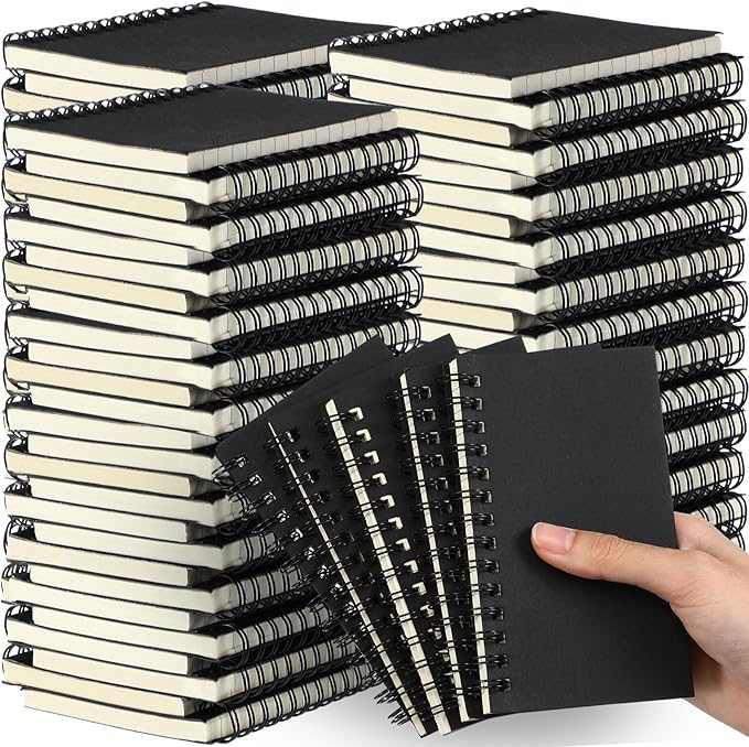 Jutom 200 Pcs Small Spiral Notebooks Memo Pads 3x5 Bulk Small Pocket Notebooks Mini Notepads with Lined Pages Mini Journals for Office Back to School Work Writing Supplies, 120 Pages (Black)