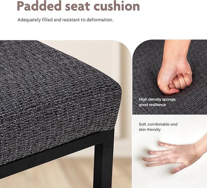 ALPHA HOME 24" Bar Stools Set of 2 Kitchen Counter Stools with Back, Counter Height Stools with Upholstered Footrest for Kitchen Island, Metal Steel Frame, Chenille, Darkgray