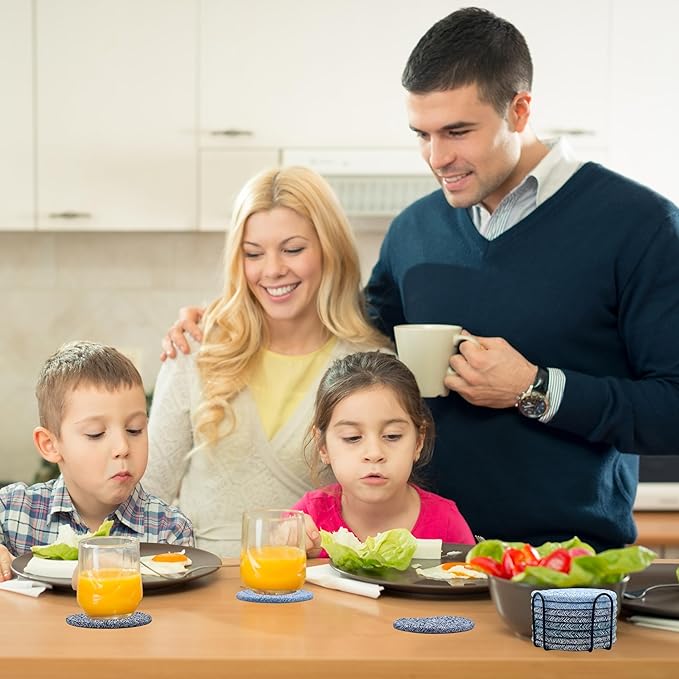 8 Pcs Drink Coasters, Coasters for Coffee Table, Coasters for Drinks Absorbent, Coaster Set 4 - Color Cup Coasters, Coasters for Wooden Table, Living Room Decor, Suitable for Kinds of Cups