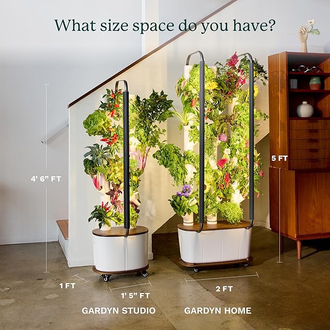 Gardyn Studio Vertical Hydroponics Growing System Kit - 16 Non-GMO Plants, Herbs, Vegetables - Tower Garden - Hydroponic Herb Garden Planter Indoor Kit - Indoor Gardening System with LED Grow Lights