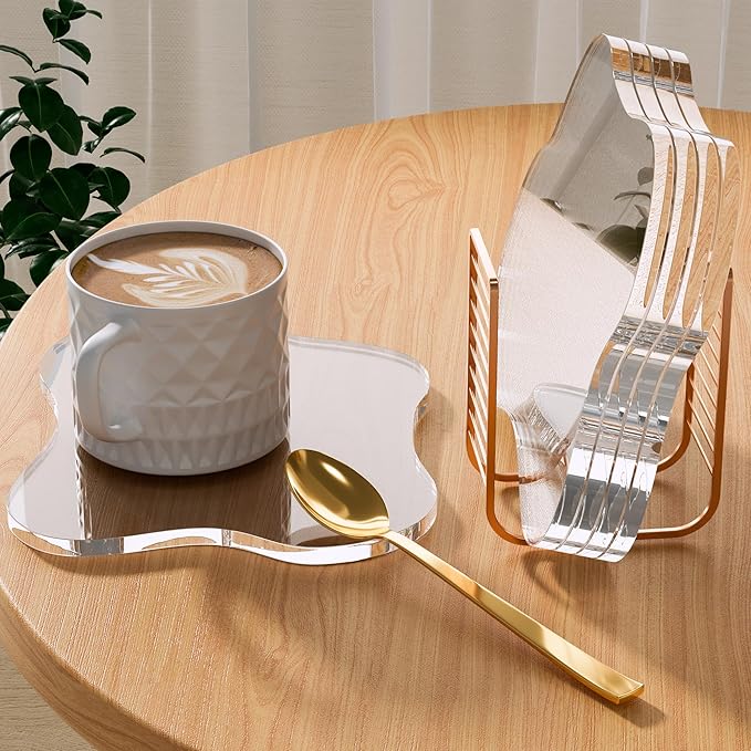 Acrylic 5Pcs/Set Coaster for Desk, Clear Bar Drink Coaster, Clear Cloud Shape Coffee Cup Coaster, Perfect for Tabletop Protection and Accessories Display.