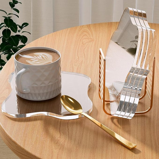 Acrylic 5Pcs/Set Coaster for Desk, Clear Bar Drink Coaster, Clear Cloud Shape Coffee Cup Coaster, Perfect for Tabletop Protection and Accessories Display.