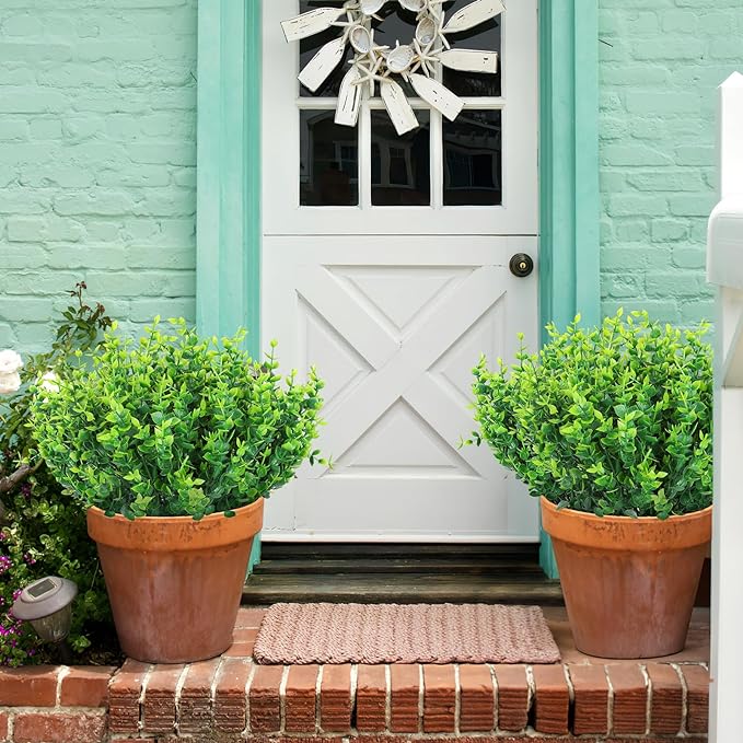 AGIRL 24 Bundles Fake Plants Greenery Stems,Artificial Plants for Outdoor,No Fade Faux Plastic Plants for Hanging Indoor,St Patricks Day Decoration Garden Porch Window Box Home Wedding Farmhouse