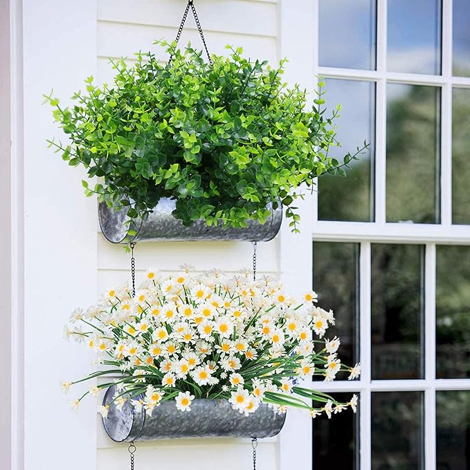 summer flower 10 Pack Artificial Boxwood Stems for Outdoors Unfading in The Sun Plastic Faux Plants Fake Foliage Shrubs Greenery for Garden Office Patio Wedding Farmhouse Indoor Decoration