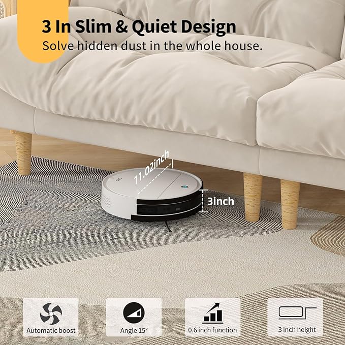 OKP Life Robot Vacuum and Mop Combo with 2500Pa Suction, Vacuum Robot Compatible with Alexa/APP/Wi-Fi, Self-Charging Super Mini Quiet Robotic Vacuum for Carpets and Hard Floors for Pet Owners