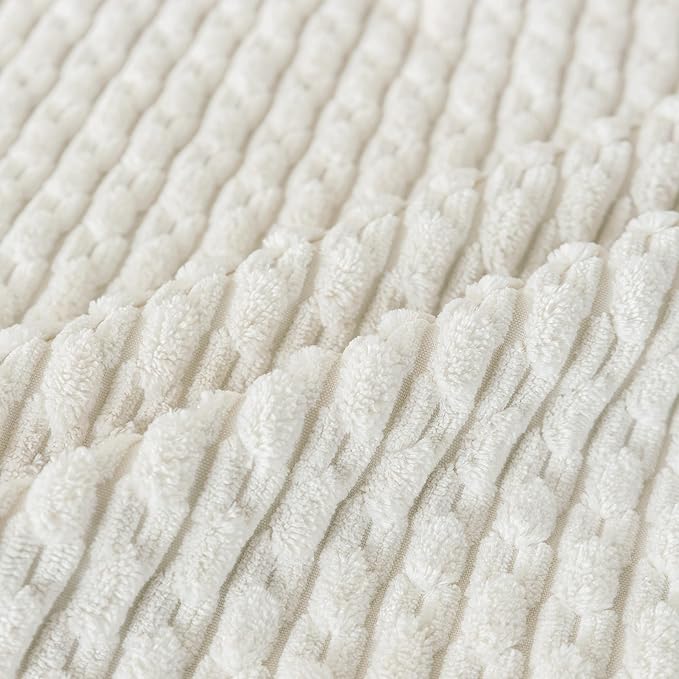 Set of 4 Navy White Taupe Decorative Throw Pillow Covers 16x16 Inch Corduroy Pillow Covers for Bed Couch Sofa Living Room Soft Square Cushion Cases