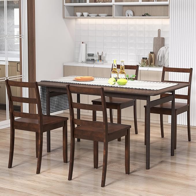 NAFORT Wooden Dining Chairs Set of 2, Ladder High Back Kitchen Side Chair with Solid Rubber Wood Legs, Farmhouse Dining Room Chairs for Dining in Kitchen, Living Room, Home Working and Restaurant