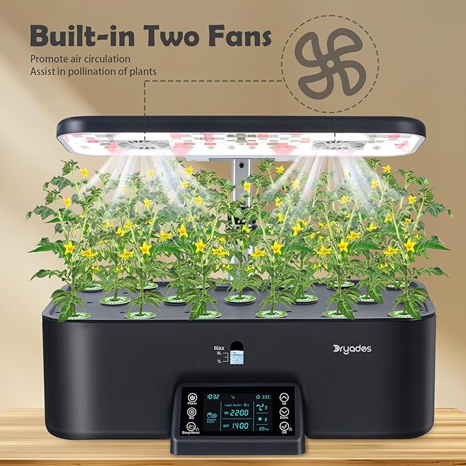 Indoor Gardening 17 Pods Hydroponics Growing System Kit Smart Lighting Setting, Herb Garden Planter with Full Spectrum Grow Light Provides Year Round Harvest - Black