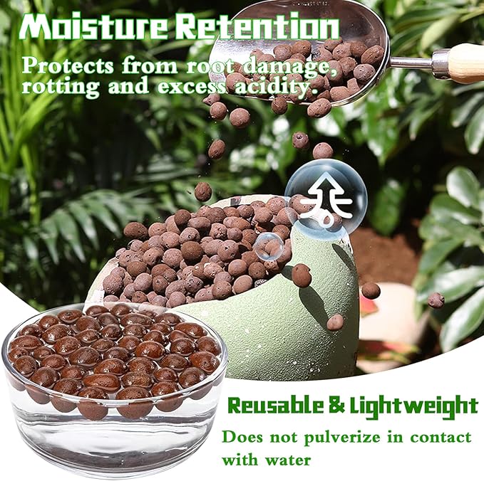 Legigo 4 LB Organic Leca Clay Pebbles for Plants, 4mm-16mm 100% Natural Leca Balls for Indoor Plants, Hydroton Clay Pebbles for Plants Hydroponic Aquaponics Growing Orchid Drainage Terrarium