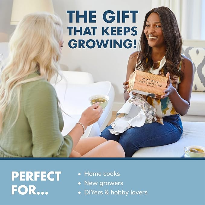 Indoor Herb Garden Starter Kit - Heirloom, Non-GMO Herb Seeds - Basil Thyme Parsley Cilantro Seed, Potting Soil, Pots, Scissors - DIY Grow Kits for Growing Herbs Indoors, Kitchen, Balcony, Window Sill