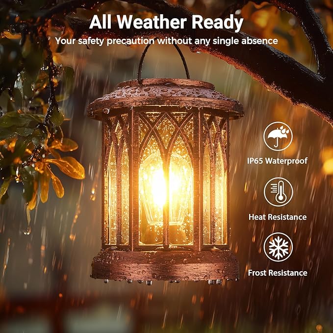 WdtPro Solar Lanterns Outdoor Hanging 4 Pack, Upgraded Bright Solar Lantern Lights Outdoor Waterproof, Solar Powered Lantern Over 12Hrs for Outside Garden Yard Patio Decor (Copper)