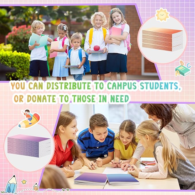 Handepo 100 Pack Composition Notebooks A5/A6 Ruled Lined Composition Kraft Notebooks Bulk Soft Cover Journals Travel Diary Memo for Students Classroom Office Supplies(A5,Gradient Color)