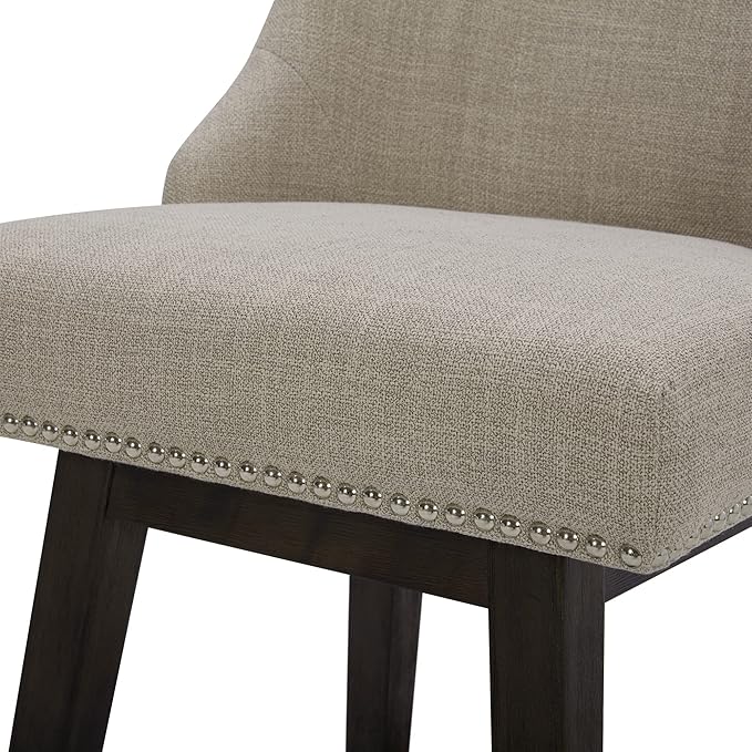 CHITA Counter Height Swivel Bar Stools Set of 2, FSC Certified Upholstered Counter Stools, Modern Swivel Barstools with Wood Legs for Kitchen Island, 26" Seat Height, Fabric in Tan