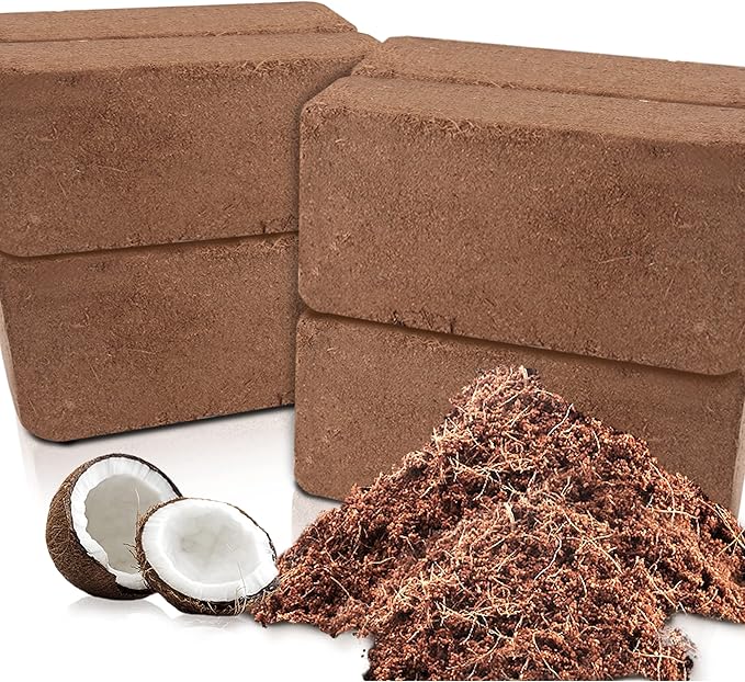 Coco Coir Brick for Plants, 8 Packs 100% Natural Organic Compressed Coconut Coir Fiber with Low EC & PH Balance, High Nutrition Coconut Soil Coco Fiber for Planting, Herbs